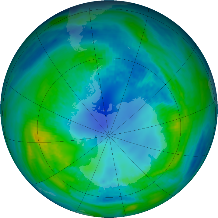Antarctic ozone map for 27 April 1992